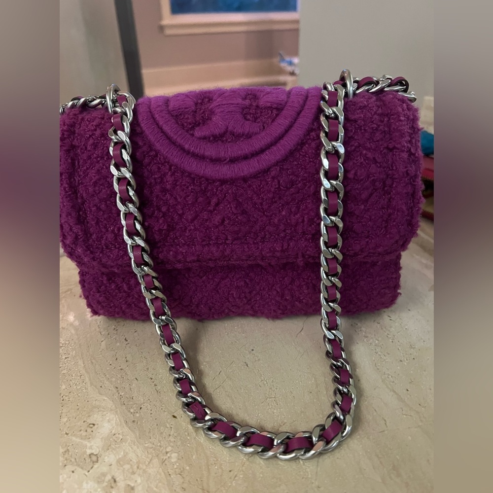 Brand new purple Tory Burch Boucle purse with dust bag